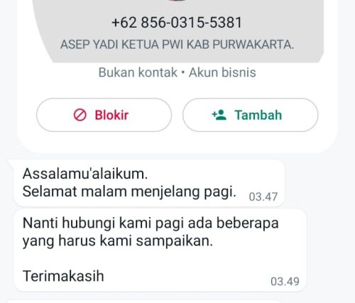 Hati-hati Penipuan Mengatasnamakan Ketua PWI Purwakarta